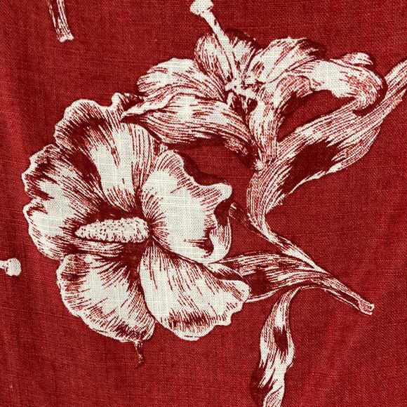 NWOT ZARA Skirt M Wrap Ruffle Midi Floral Linen Blend Button Waist Burgundy - Picture 8 of 13